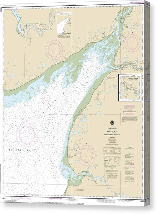 Nautical Chart-16323 Bristol Bay-Kvichak Bay-Approaches Canvas Print