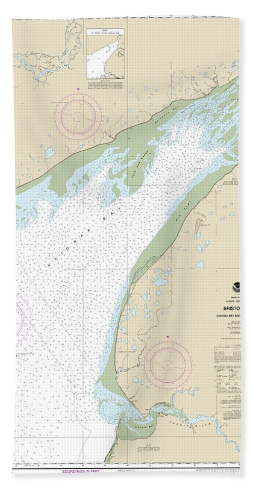 Nautical Chart-16323 Bristol Bay-kvichak Bay-approaches - Bath Towel