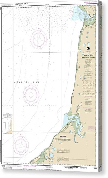 Nautical Chart-16338 Bristol Bay-Ugashik Bay-Egegik Bay Canvas Print
