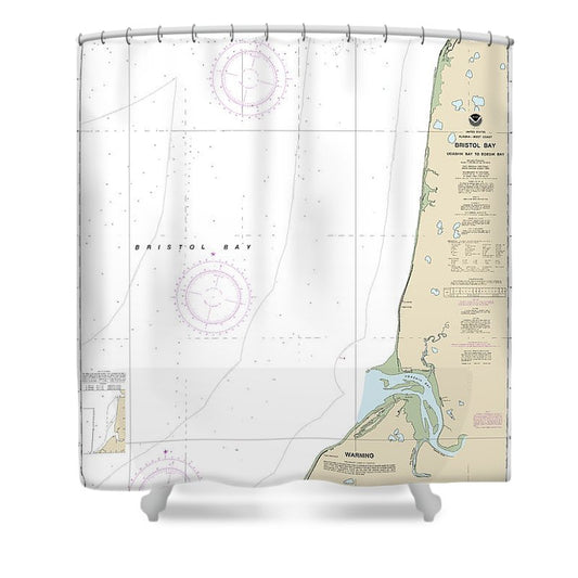 Nautical Chart 16338 Bristol Bay Ugashik Bay Egegik Bay Shower Curtain
