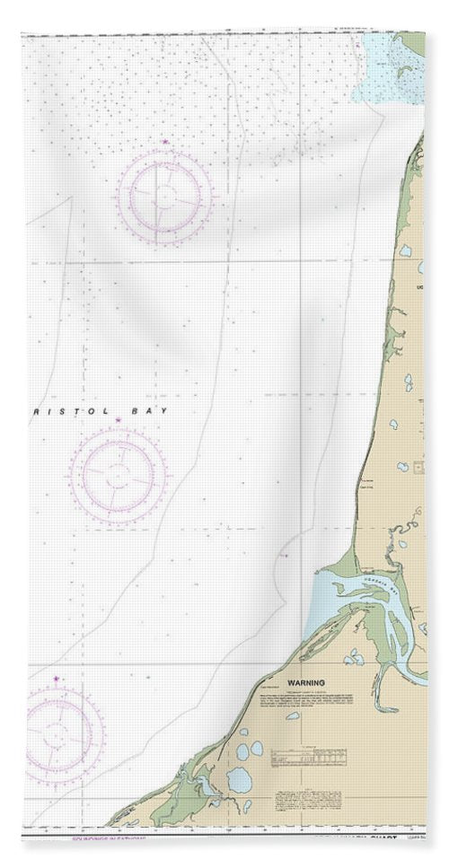 Nautical Chart-16338 Bristol Bay-ugashik Bay-egegik Bay - Bath Towel