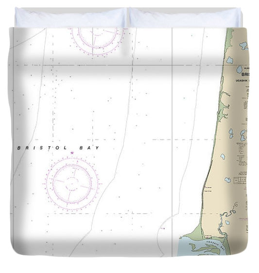 Nautical Chart 16338 Bristol Bay Ugashik Bay Egegik Bay Duvet Cover