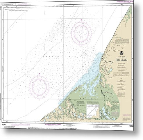 A beuatiful Metal Print of the Nautical Chart-16343 Port Heiden - Metal Print by SeaKoast.  100% Guarenteed!