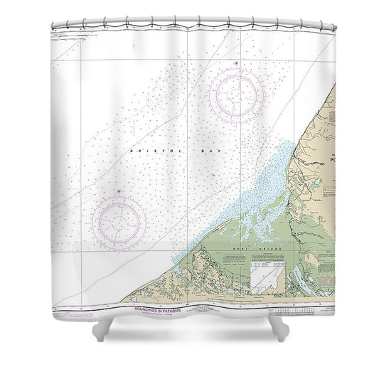 Nautical Chart 16343 Port Heiden Shower Curtain