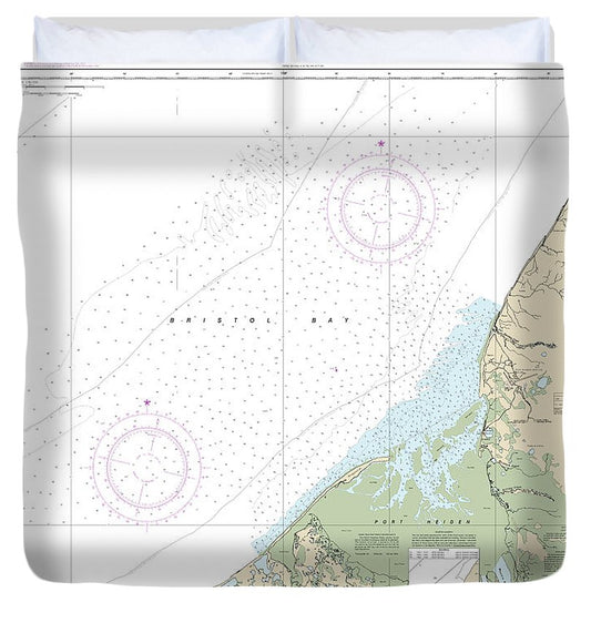 Nautical Chart 16343 Port Heiden Duvet Cover