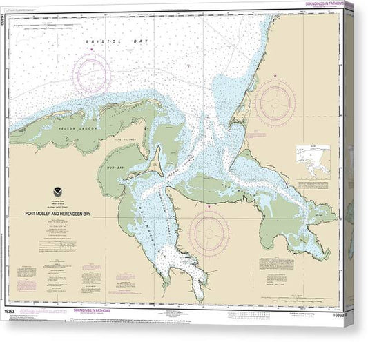 Nautical Chart-16363 Port Moller-Herendeen Bay Canvas Print