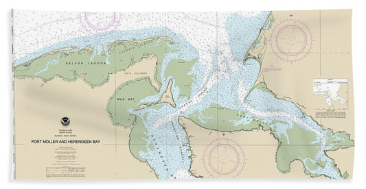 Nautical Chart-16363 Port Moller-herendeen Bay - Bath Towel