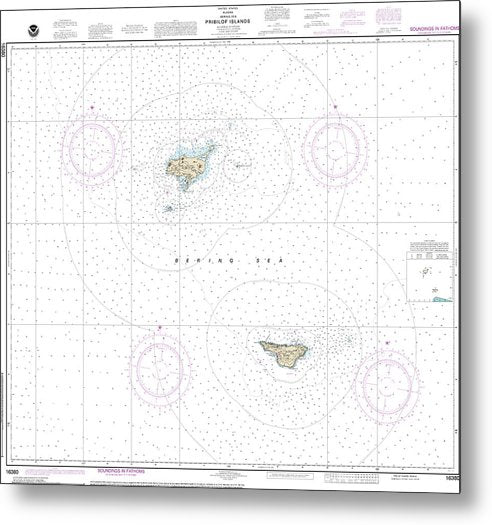 A beuatiful Metal Print of the Nautical Chart-16380 Pribilof Islands - Metal Print by SeaKoast.  100% Guarenteed!