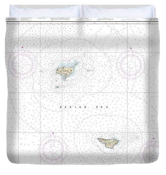 Nautical Chart 16380 Pribilof Islands Duvet Cover