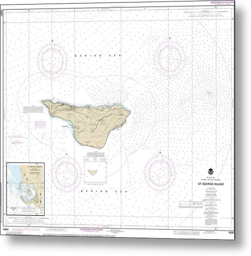A beuatiful Metal Print of the Nautical Chart-16381 St George Island, Pribilof Islands - Metal Print by SeaKoast.  100% Guarenteed!