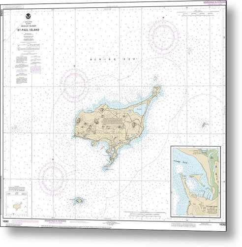 A beuatiful Metal Print of the Nautical Chart-16382 St Paul Island, Pribilof Islands - Metal Print by SeaKoast.  100% Guarenteed!