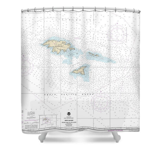 Nautical Chart 16420 Near Islands Buldir Island Attu Island Shower Curtain