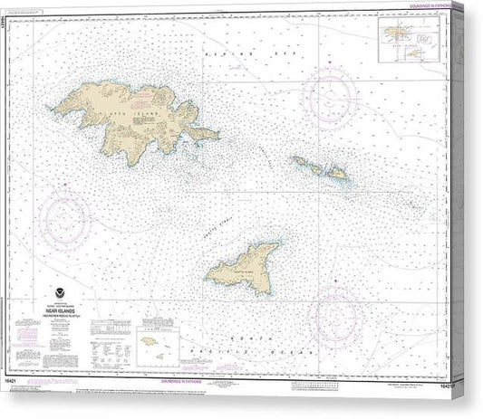 Nautical Chart-16421 Ingenstrem Rocks-Attu Island Canvas Print