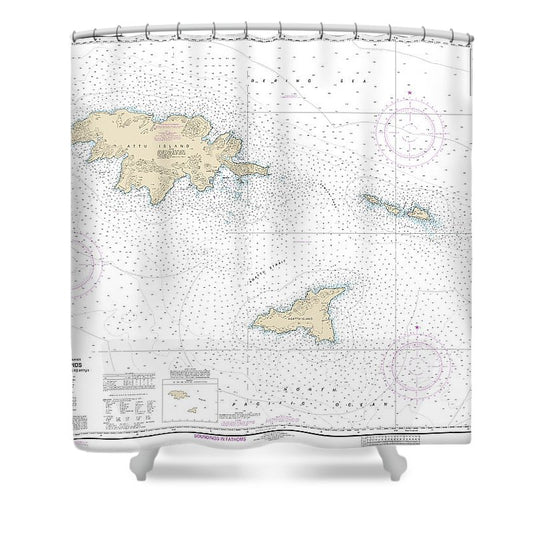 Nautical Chart 16421 Ingenstrem Rocks Attu Island Shower Curtain