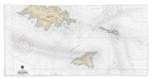 Nautical Chart-16421 Ingenstrem Rocks-attu Island - Beach Towel