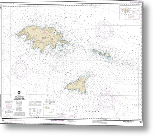 A beuatiful Metal Print of the Nautical Chart-16421 Ingenstrem Rocks-Attu Island - Metal Print by SeaKoast.  100% Guarenteed!