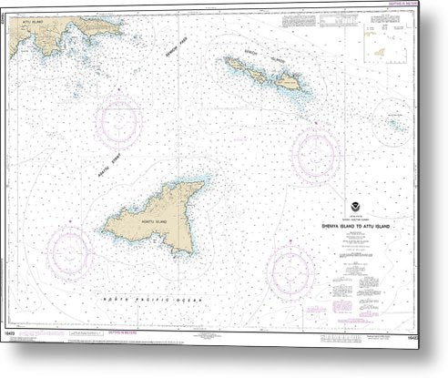 A beuatiful Metal Print of the Nautical Chart-16423 Shemya Island-Attu Island - Metal Print by SeaKoast.  100% Guarenteed!