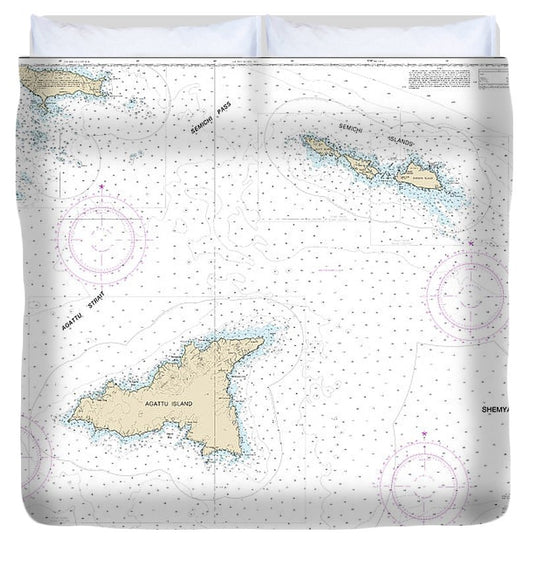 Nautical Chart 16423 Shemya Island Attu Island Duvet Cover