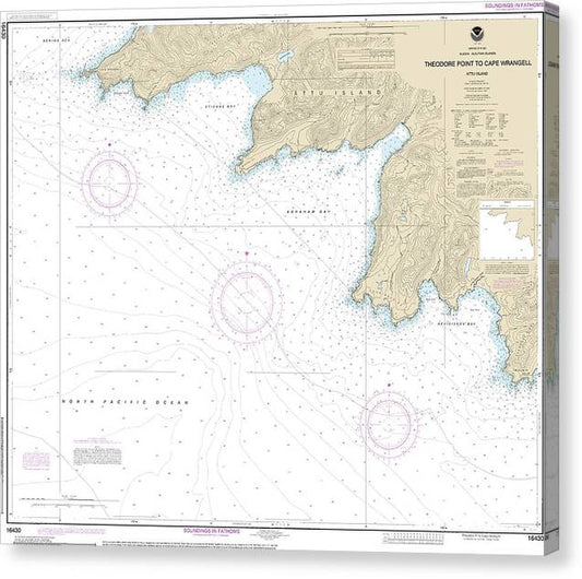 Nautical Chart-16430 Attu Island Theodore Pt-Cape Wrangell Canvas Print