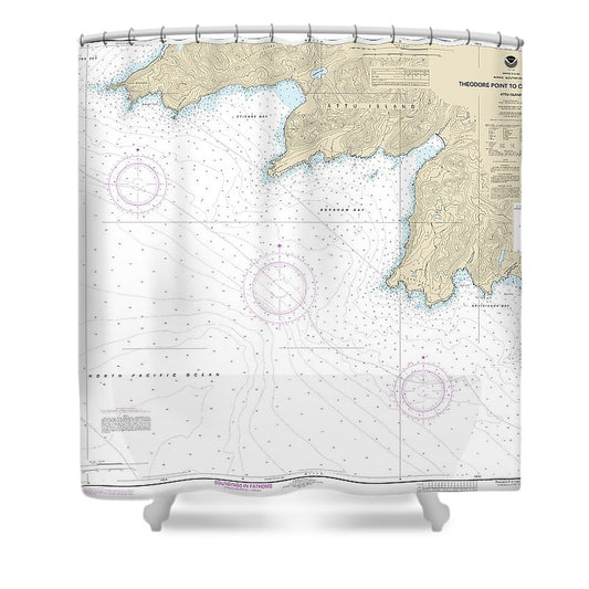 Nautical Chart 16430 Attu Island Theodore Pt Cape Wrangell Shower Curtain