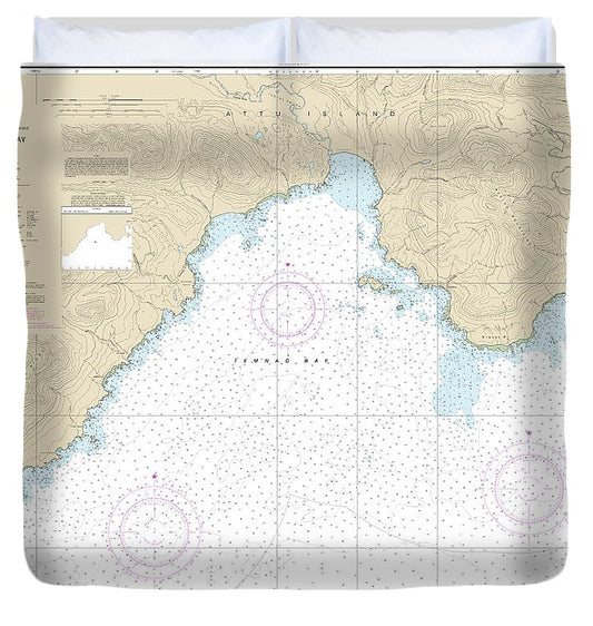 Nautical Chart 16431 Temnac Bay Duvet Cover