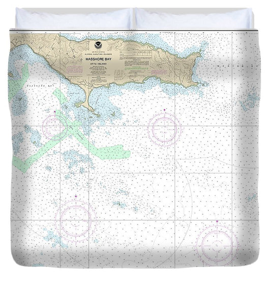 Nautical Chart 16432 Massacre Bay Duvet Cover