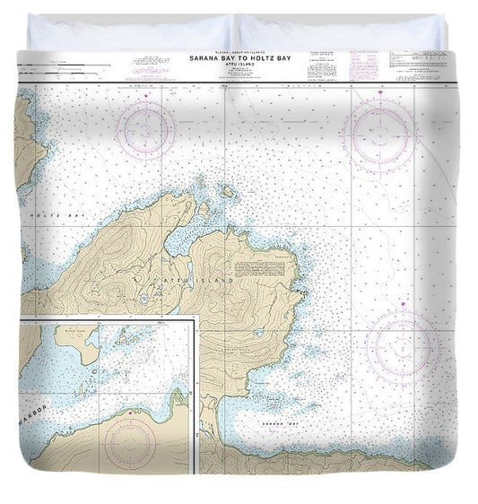 Nautical Chart 16433 Sarana Bay Holtz Bay, Chichagof Harbor Duvet Cover