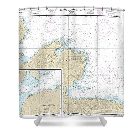 Nautical Chart 16433 Sarana Bay Holtz Bay, Chichagof Harbor Shower Curtain