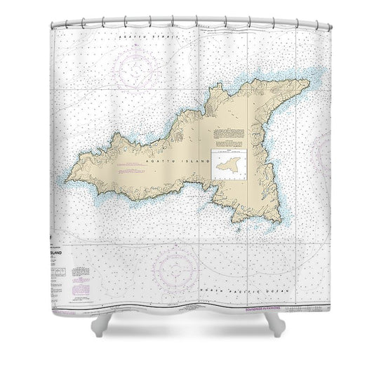 Nautical Chart 16434 Agattu Island Shower Curtain