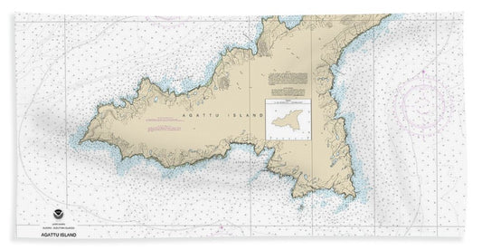 Nautical Chart-16434 Agattu Island - Bath Towel