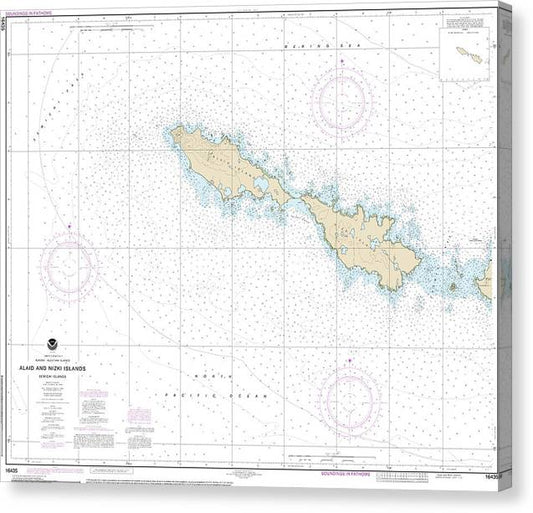Nautical Chart-16435 Semichi Islands Alaid-Nizki Islands Canvas Print