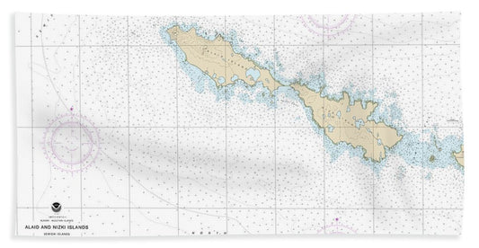 Nautical Chart-16435 Semichi Islands Alaid-nizki Islands - Bath Towel