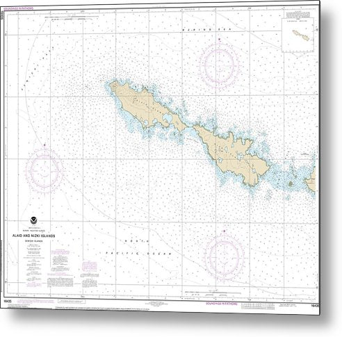 A beuatiful Metal Print of the Nautical Chart-16435 Semichi Islands Alaid-Nizki Islands - Metal Print by SeaKoast.  100% Guarenteed!