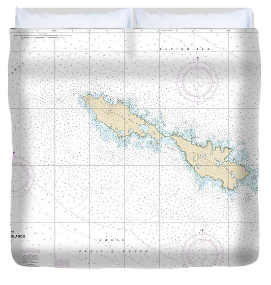 Nautical Chart 16435 Semichi Islands Alaid Nizki Islands Duvet Cover