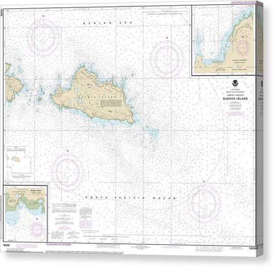Nautical Chart-16436 Shemya Island, Alcan Harbor, Skoot Cove Canvas Print