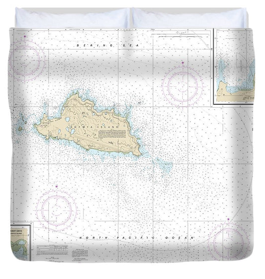Nautical Chart 16436 Shemya Island, Alcan Harbor, Skoot Cove Duvet Cover