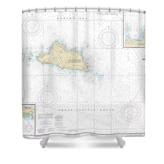 Nautical Chart 16436 Shemya Island, Alcan Harbor, Skoot Cove Shower Curtain