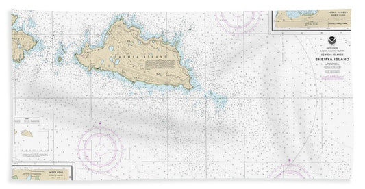 Nautical Chart-16436 Shemya Island, Alcan Harbor, Skoot Cove - Bath Towel