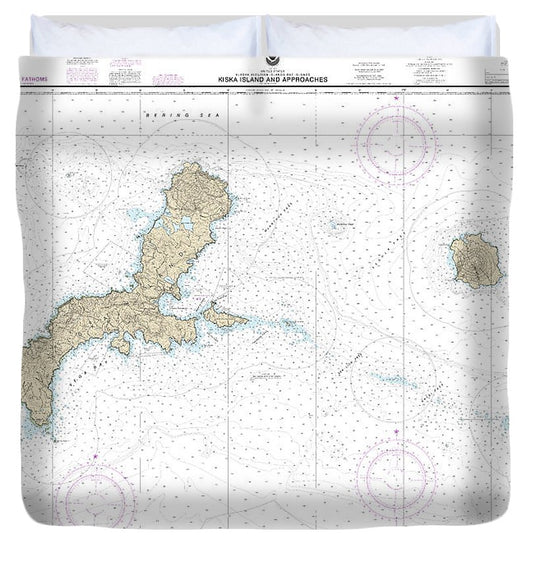 Nautical Chart 16441 Kiska Island Approaches Duvet Cover
