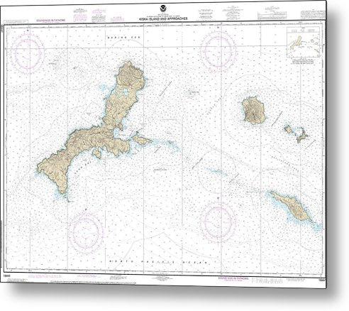 A beuatiful Metal Print of the Nautical Chart-16441 Kiska Island-Approaches - Metal Print by SeaKoast.  100% Guarenteed!