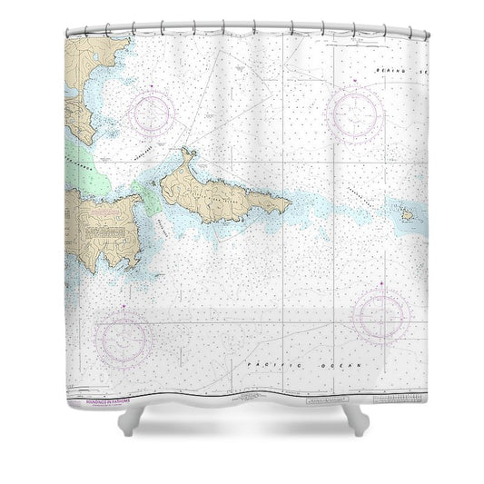 Nautical Chart 16442 Kiska Harbor Approaches Shower Curtain