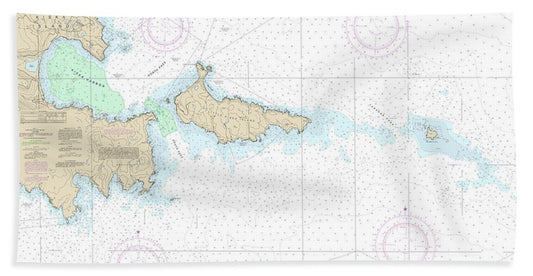 Nautical Chart-16442 Kiska Harbor-approaches - Beach Towel