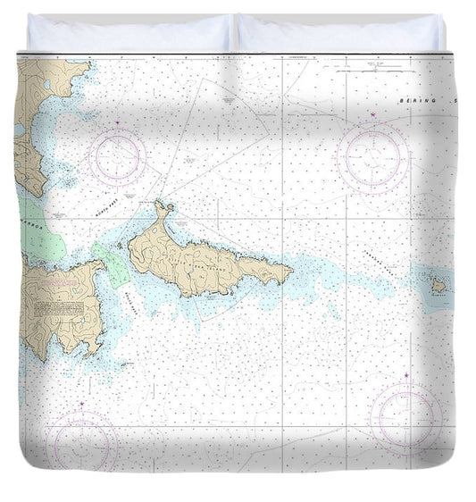 Nautical Chart 16442 Kiska Harbor Approaches Duvet Cover