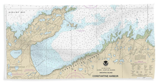 Nautical Chart-16446 Constantine Harbor, Amchitka Island - Beach Towel