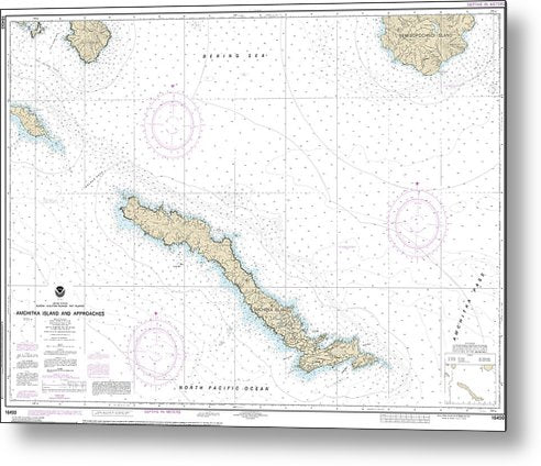 A beuatiful Metal Print of the Nautical Chart-16450 Amchitka Island-Approaches - Metal Print by SeaKoast.  100% Guarenteed!