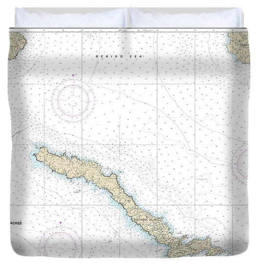 Nautical Chart 16450 Amchitka Island Approaches Duvet Cover