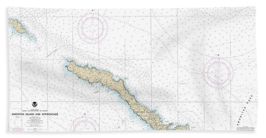 Nautical Chart-16450 Amchitka Island-approaches - Bath Towel