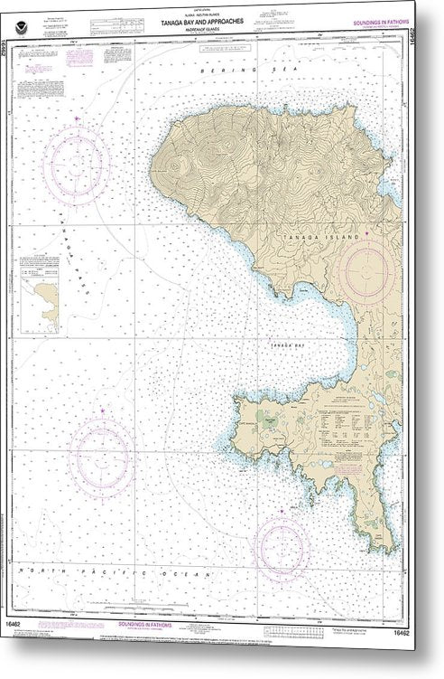 A beuatiful Metal Print of the Nautical Chart-16462 Andrenof Islands Tanga Bay-Approaches - Metal Print by SeaKoast.  100% Guarenteed!