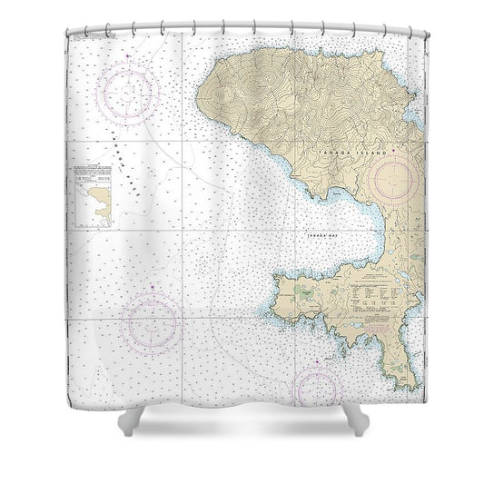 Nautical Chart 16462 Andrenof Islands Tanga Bay Approaches Shower Curtain