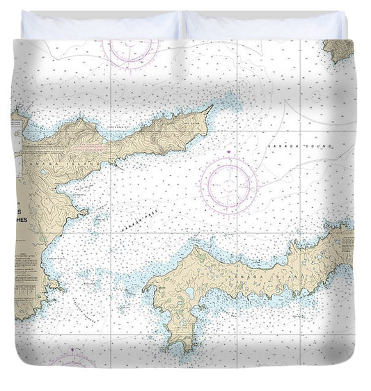Nautical Chart 16463 Kanaga Pass Approaches Duvet Cover
